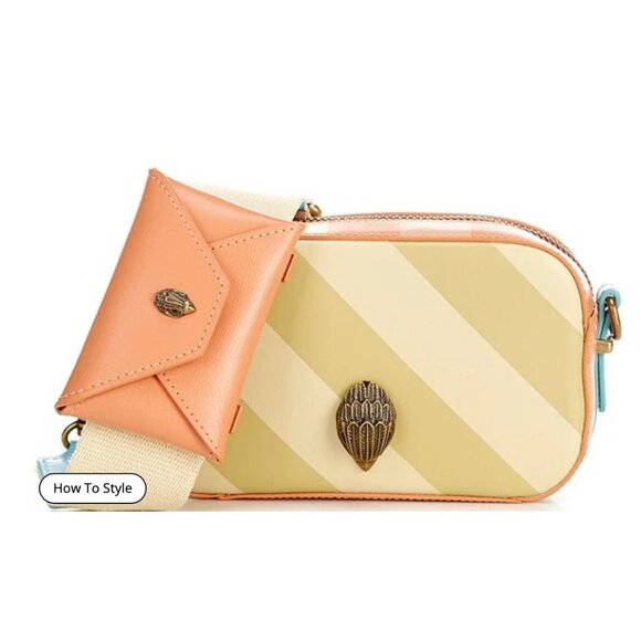 NWT Kurt Geiger London Shoreditch Small Striped Camera Crossbody Bag - Picture 1 of 9